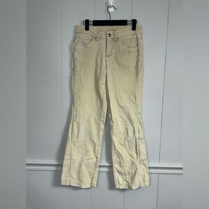 Athleta Corduroy Cream Flare Cargo Pants Size 2